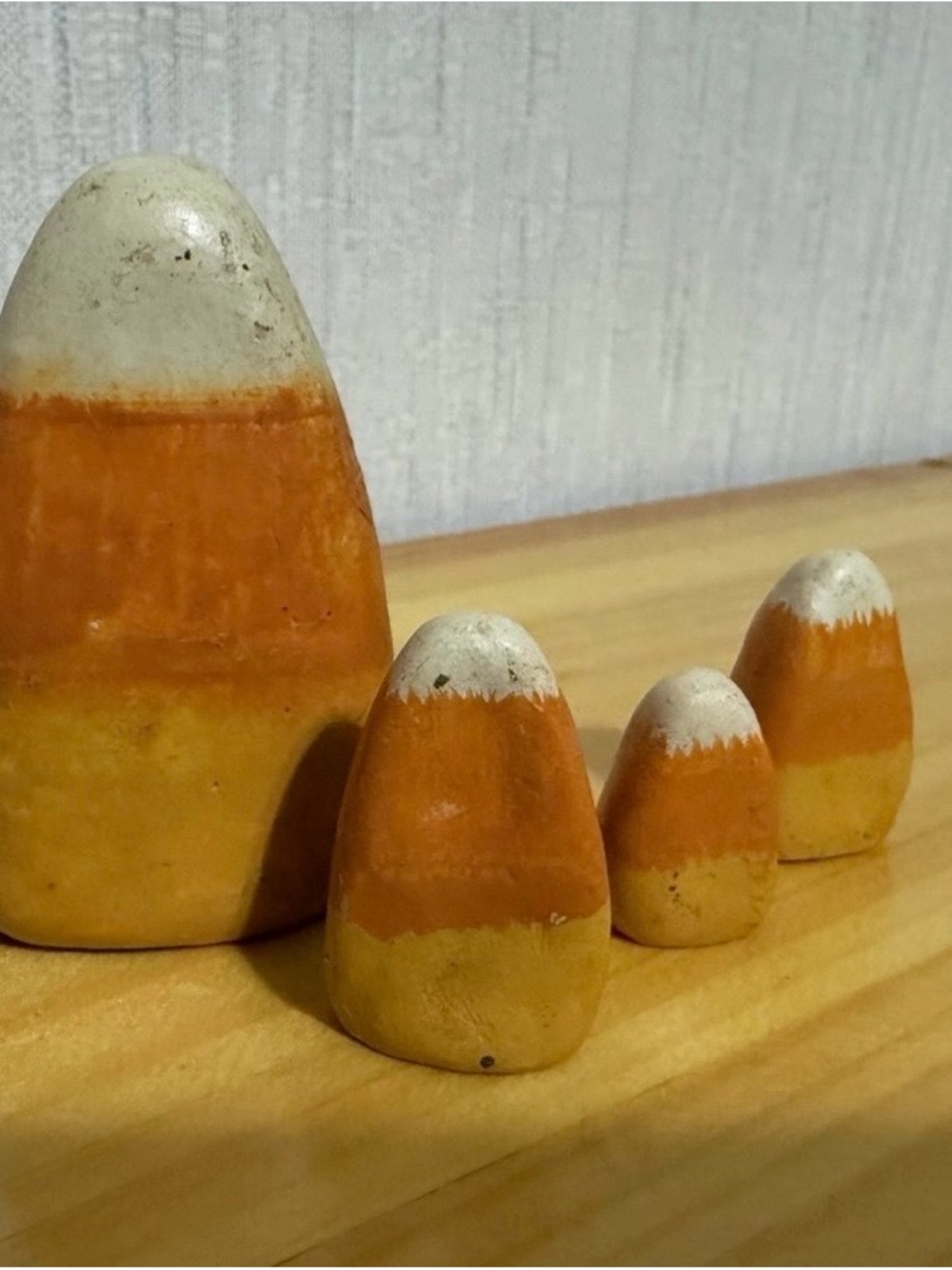 Hand-Painted Candy Corn Decorative Set - Orange, Yellow, Cream